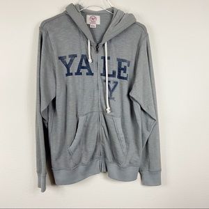 '47 Yale Gray Zip Hoodie with Navy Print